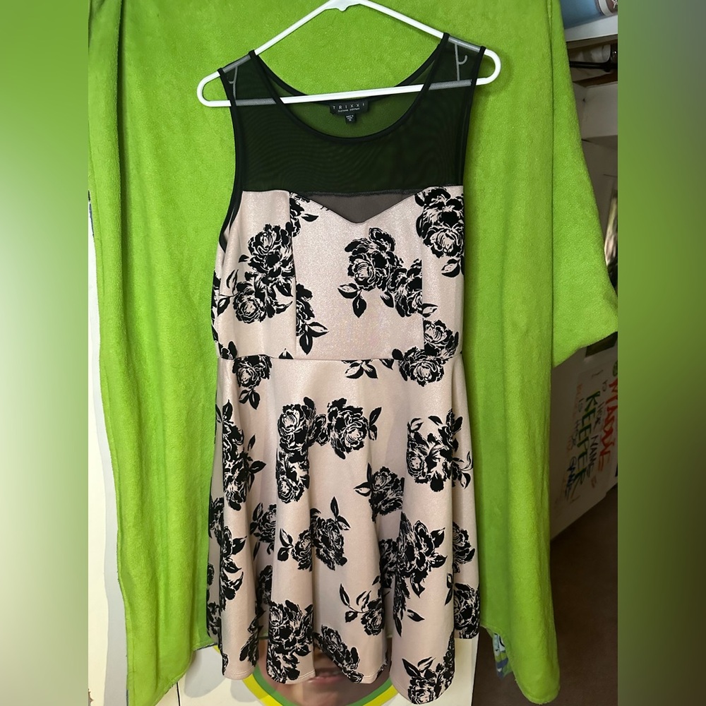 Trixxi Black and Cream Floral Mini Dress